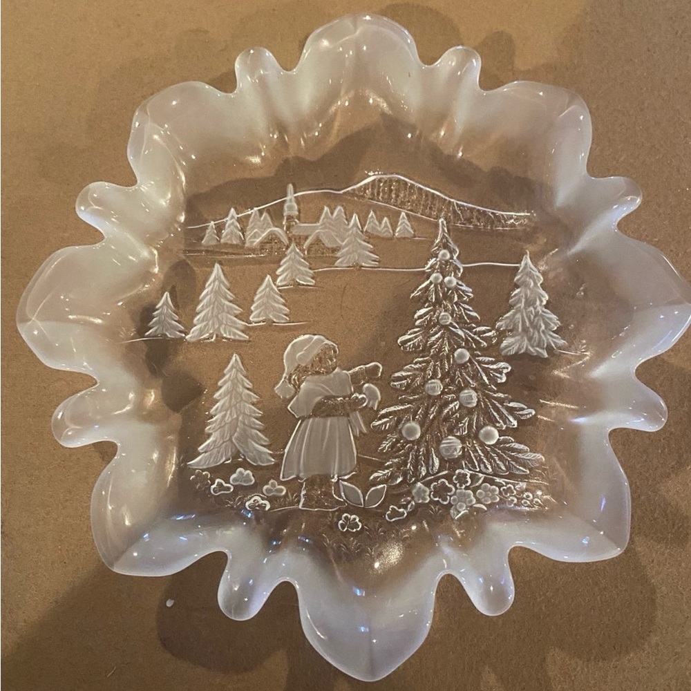 Decorative Glass Bowl with Winter Scene